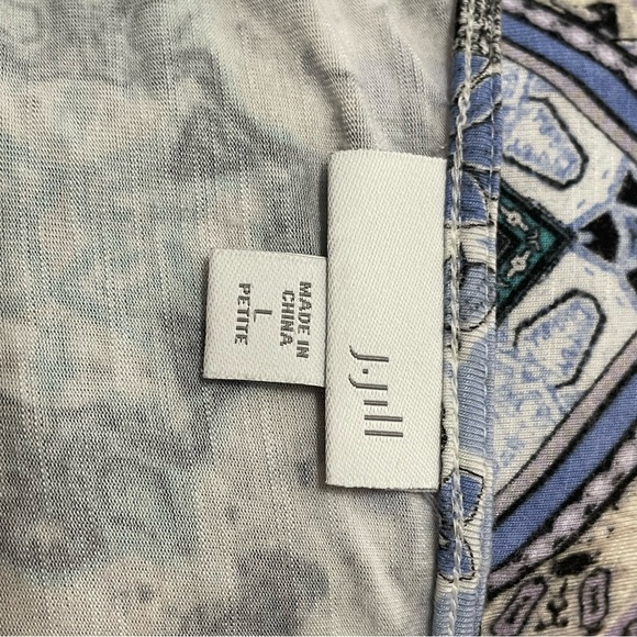 J. Jill Blue Mosaic Floral Knit Midi Shift Dress 3/4 Sleeve Women's Size LP - Picture 8 of 10